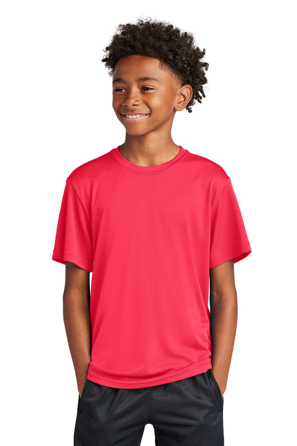 Youth Competitor Moisture Wicking Short Sleeve Crewneck T-Shirt - Hot Coral Pink