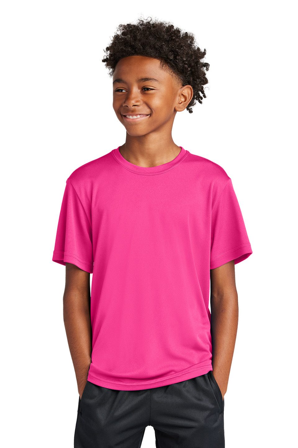 Youth Competitor Moisture Wicking Short Sleeve Crewneck T-Shirt - Neon Pink