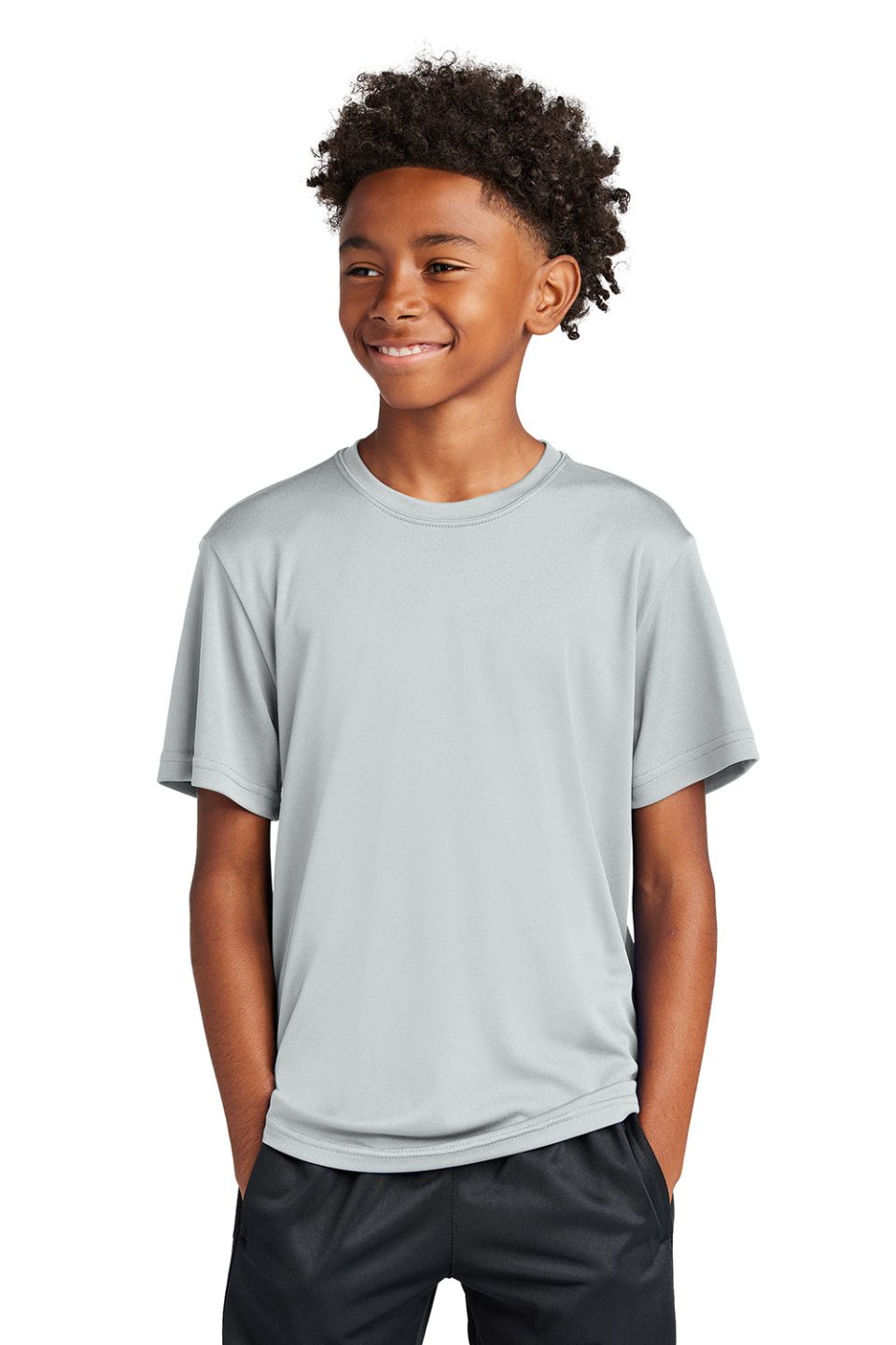 Youth Competitor Moisture Wicking Short Sleeve Crewneck T-Shirt - Silver Grey