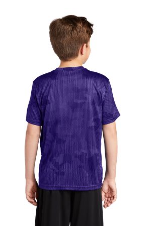 Youth CamoHex Moisture Wicking Short Sleeve Crewneck T-Shirt – Purple