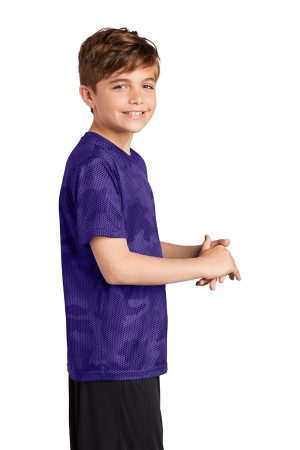 Youth CamoHex Moisture Wicking Short Sleeve Crewneck T-Shirt – Purple