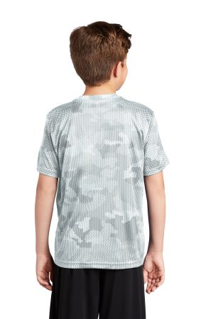 Youth CamoHex Moisture Wicking Short Sleeve Crewneck T-Shirt – White