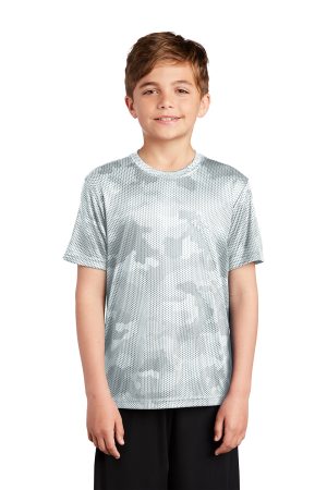 Youth CamoHex Moisture Wicking Short Sleeve Crewneck T-Shirt – White