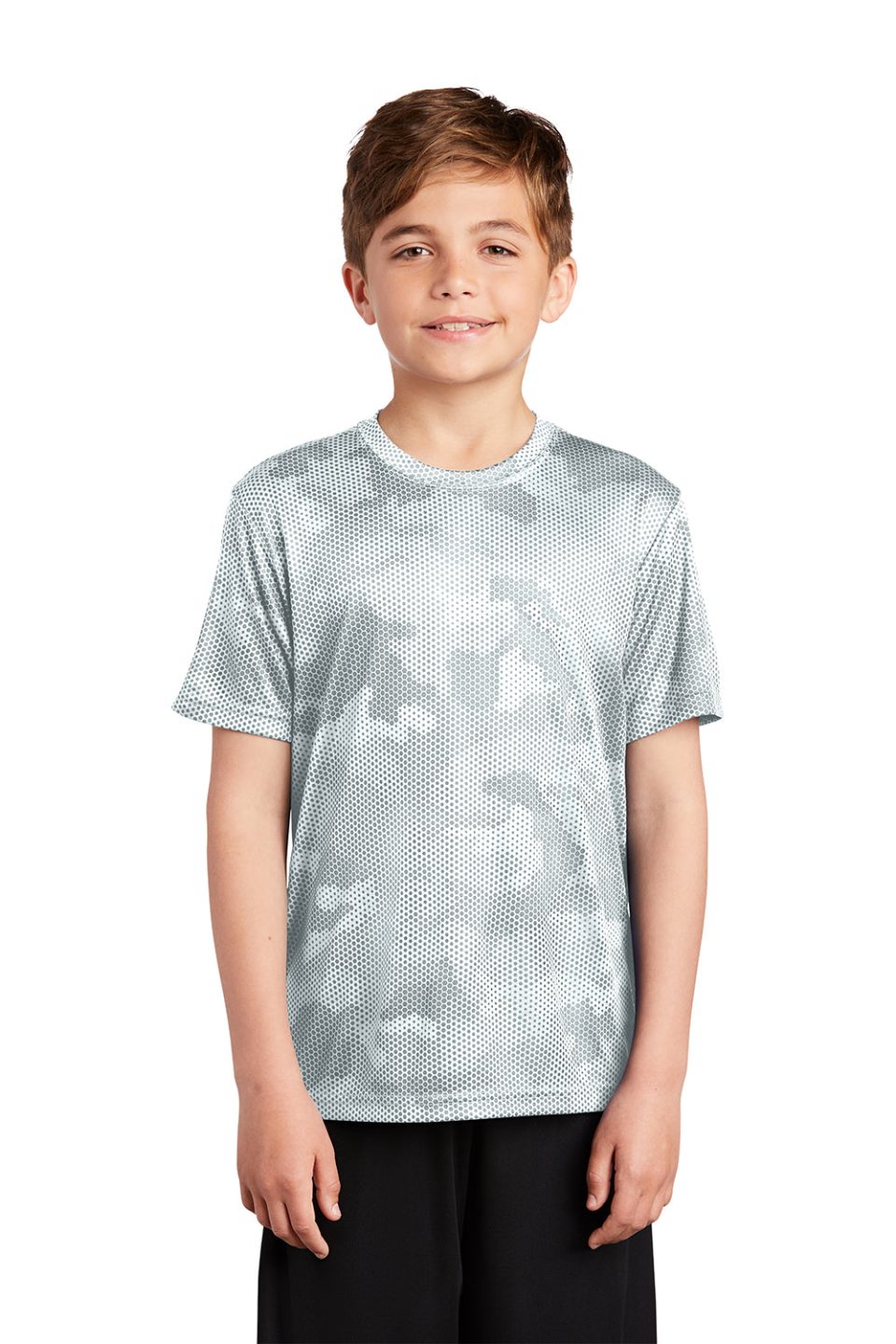 Youth CamoHex Moisture Wicking Short Sleeve Crewneck T-Shirt - White