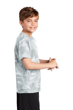 Youth CamoHex Moisture Wicking Short Sleeve Crewneck T-Shirt – White