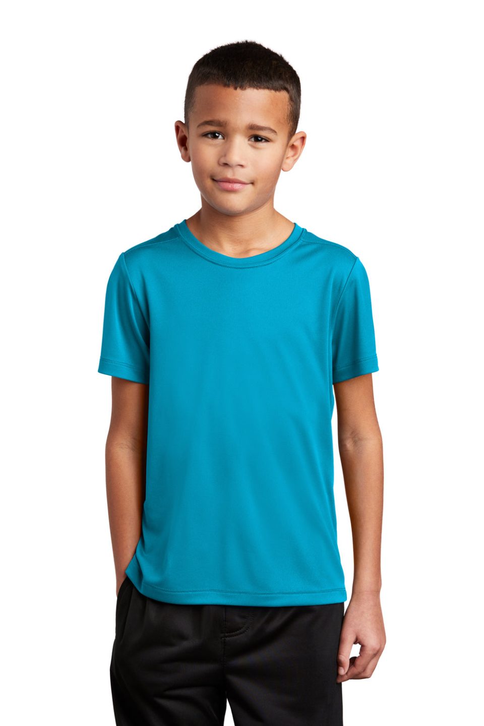 Youth Moisture Wicking Short Sleeve Crewneck T-Shirt - Sapphire Blue