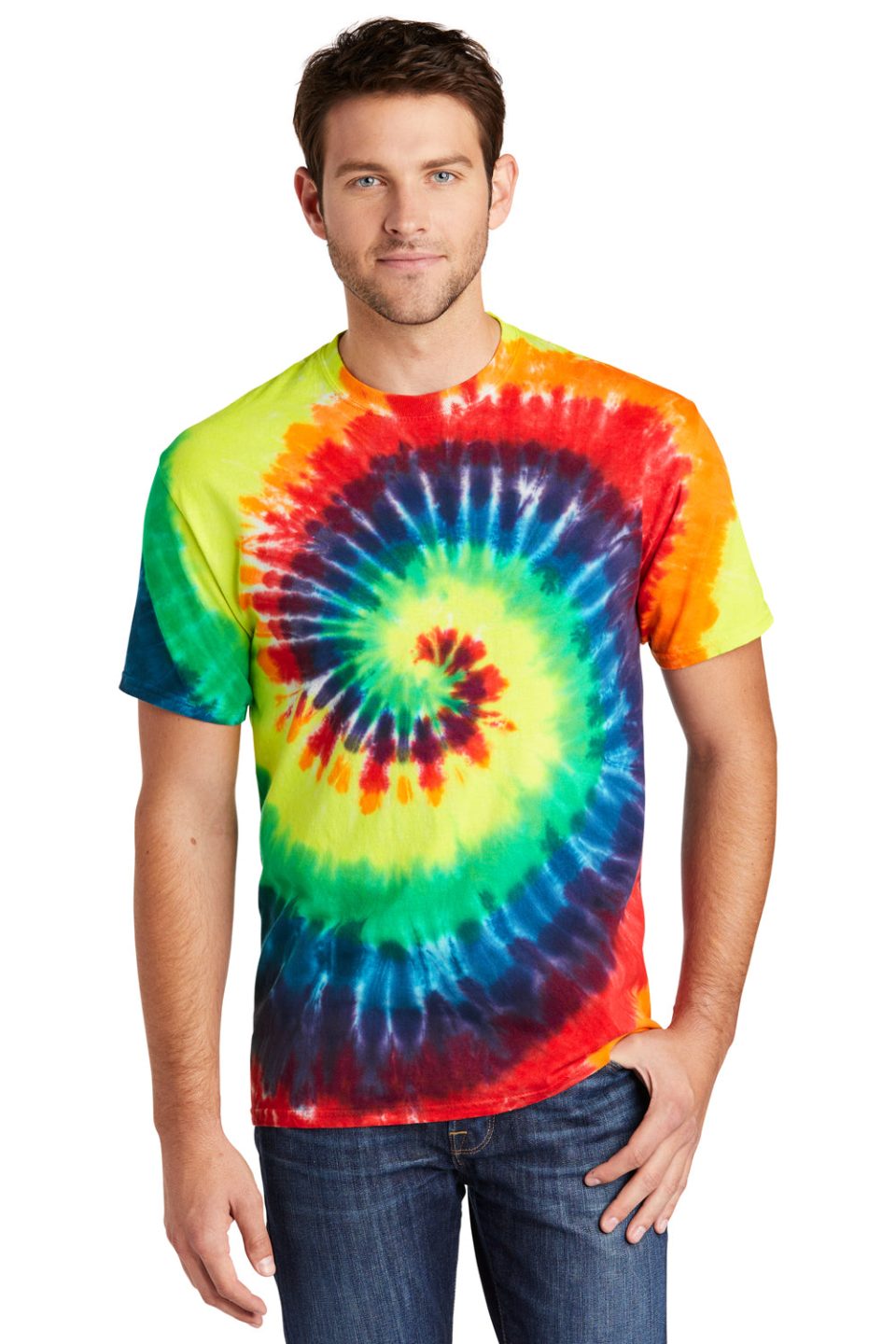 Mens Tie-Dye Short Sleeve Crewneck T-Shirt - Rainbow