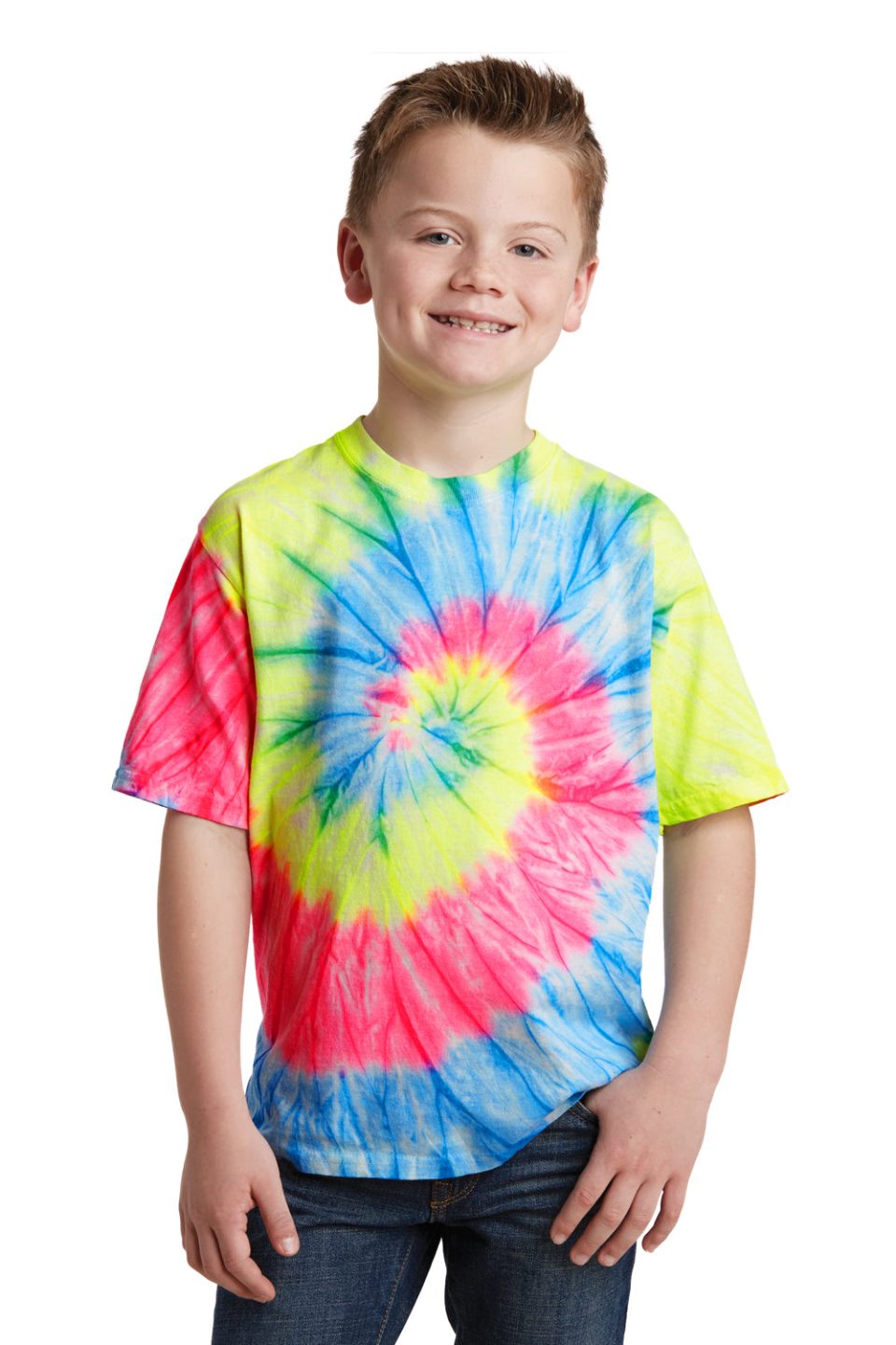 Youth Tie-Dye Short Sleeve Crewneck T-Shirt - Neon Rainbow