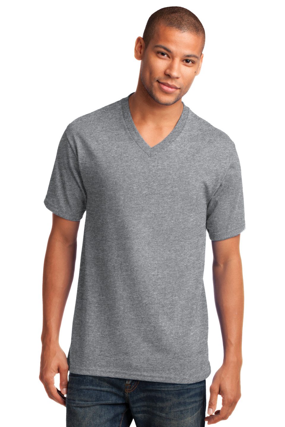 Mens Core Short Sleeve V-Neck T-Shirt - Heather Grey