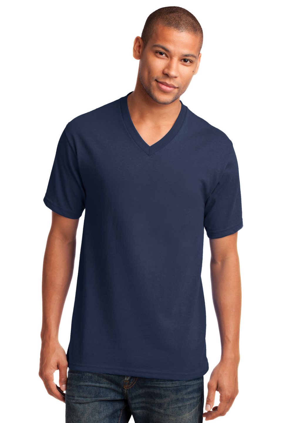 Mens Core Short Sleeve V-Neck T-Shirt - Navy Blue