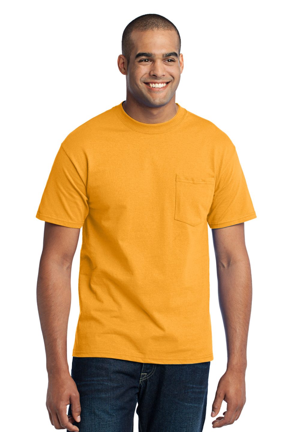 Mens Core Short Sleeve Crewneck T-Shirt Pocket - Gold - Closeout