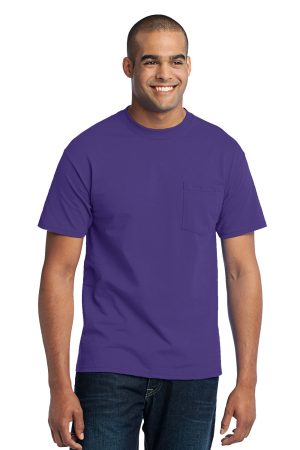 Mens Core Short Sleeve Crewneck T-Shirt Pocket – Purple – Closeout