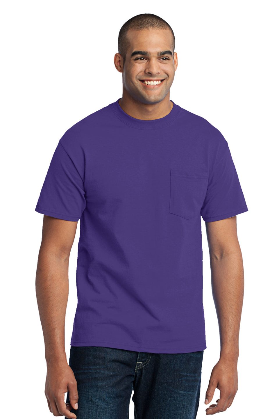 Mens Core Short Sleeve Crewneck T-Shirt Pocket - Purple - Closeout